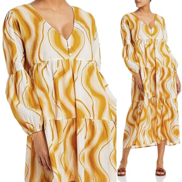 Anthropologie Faithfull Frieda Tiered Maxi Dress Coverup Talamanca Geometric 70s - Picture 1 of 8
